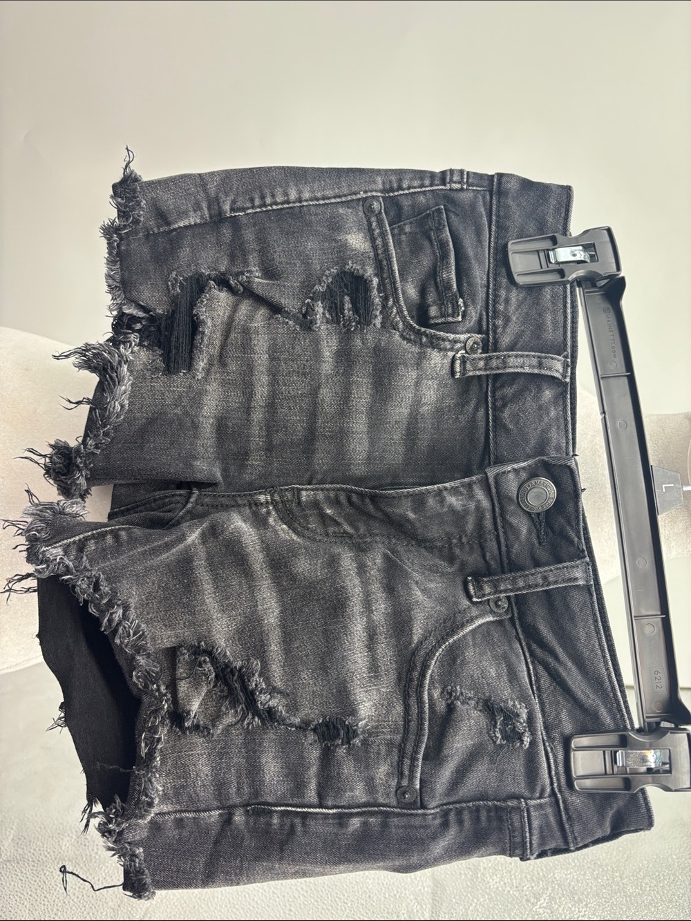 American Eagle Outfitters Black Distressed Denim Jean Shorts